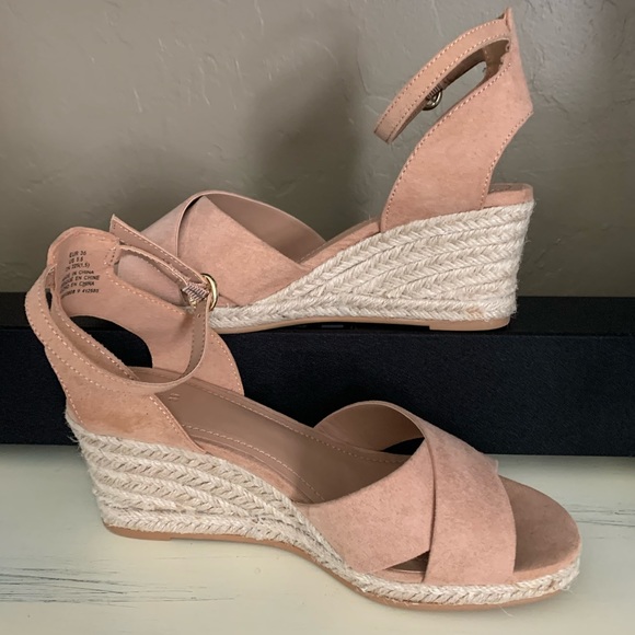 H&M | Shoes | Hm Nude Espadrille Wedge Sandals | Poshmark